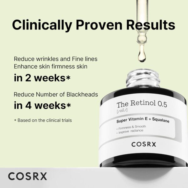 COSRX Retinol 0.5 Oil, Anti-aging Serum with 0.5% Retinoid Treatment for Face, Reduce Wrinkles, Fine Lines, and Signs of Aging, Gentle Skincare for Day and Night, Not Tested on Animals, Korean Skincare - Image 5