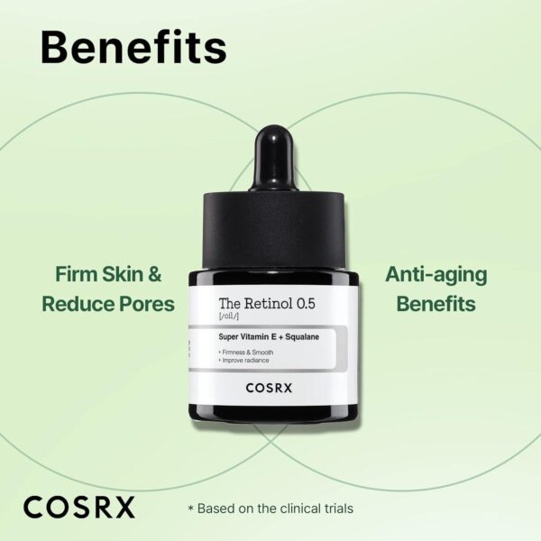 COSRX Retinol 0.5 Oil, Anti-aging Serum with 0.5% Retinoid Treatment for Face, Reduce Wrinkles, Fine Lines, and Signs of Aging, Gentle Skincare for Day and Night, Not Tested on Animals, Korean Skincare - Image 7
