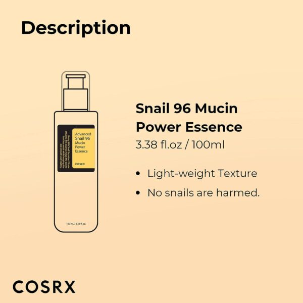 COSRX Snail Mucin 96% Power Face Serum 3.38 fl oz 100ml, Hydrating Serum for Face, Self Care, Glow Skin under Makeup, Korean Skin Care, Korean Beauty - Image 8