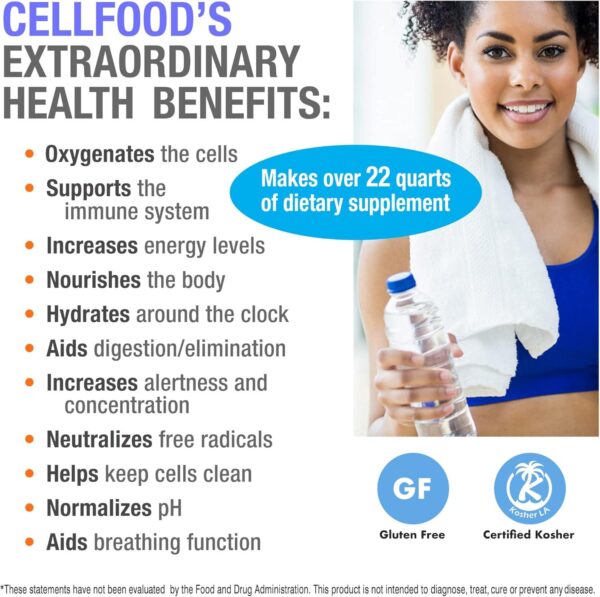 Cellfood Oxygen Boost, 1 fl oz - Liquid Oxygen Supplement for Lymphatic Drainage, Altitude Sickness, Jet Lag, Fatigue, Headaches, Hangovers - Gluten Free, Cert. Kosher - Makes Over 22 Quarts - Image 5