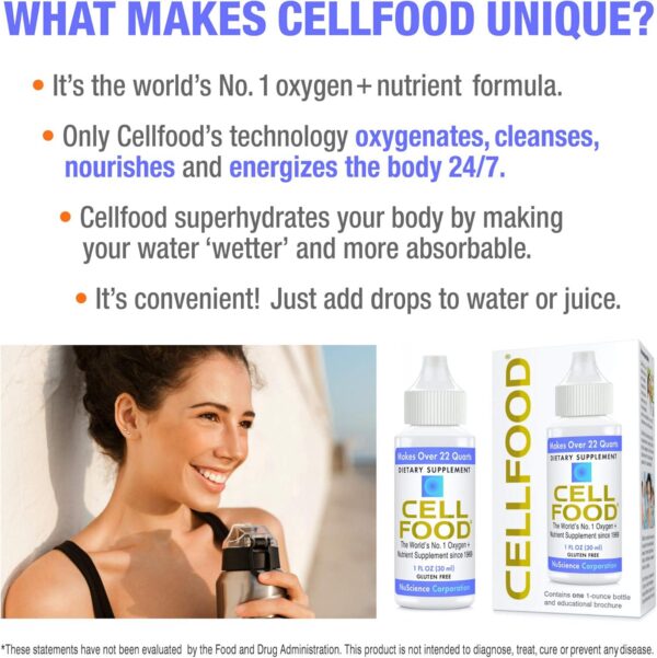 Cellfood Oxygen Boost, 1 fl oz - Liquid Oxygen Supplement for Lymphatic Drainage, Altitude Sickness, Jet Lag, Fatigue, Headaches, Hangovers - Gluten Free, Cert. Kosher - Makes Over 22 Quarts - Image 3