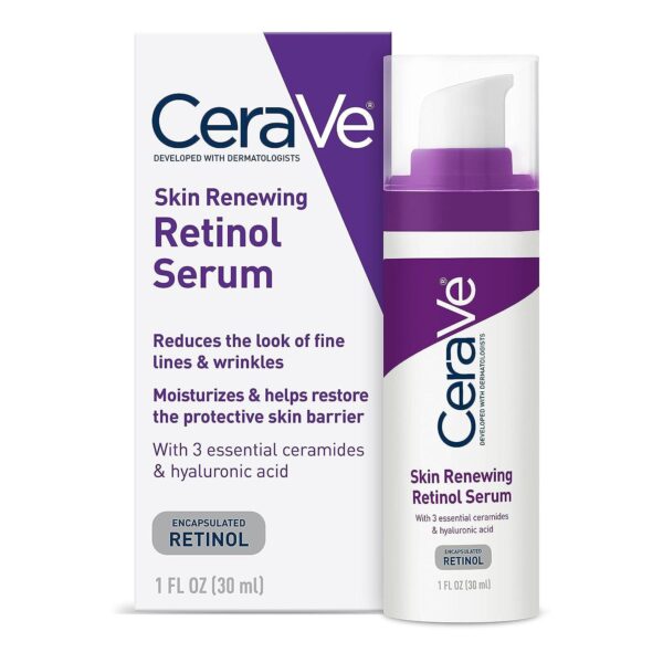 CeraVe Anti Aging Retinol Serum For Face, Encapsulated Retinol With Hyaluronic Acid, Niacinamide and Ceramides, Smooths Wrinkles and Fine Lines, Gentle Skin Brightening Serum, Fragrance Free, 1 Oz