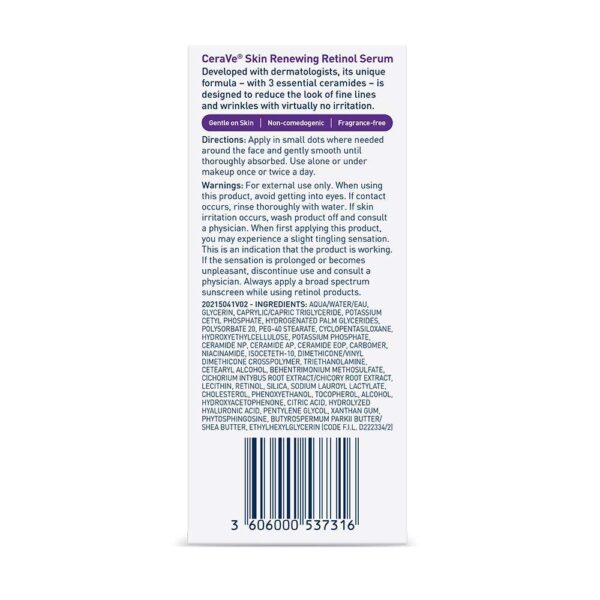 CeraVe Anti Aging Retinol Serum For Face, Encapsulated Retinol With Hyaluronic Acid, Niacinamide and Ceramides, Smooths Wrinkles and Fine Lines, Gentle Skin Brightening Serum, Fragrance Free, 1 Oz - Image 13