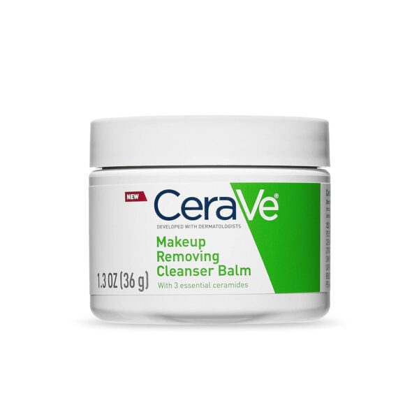 CeraVe Cleansing Balm Makeup Remover, Waterproof Makeup Remover With Ceramides and Plant-Based Jojoba Oil To Nourish and Hydrate, Non-Comedogenic and Fragrance Free, Stocking Stuffers For Women, 1.3 Oz