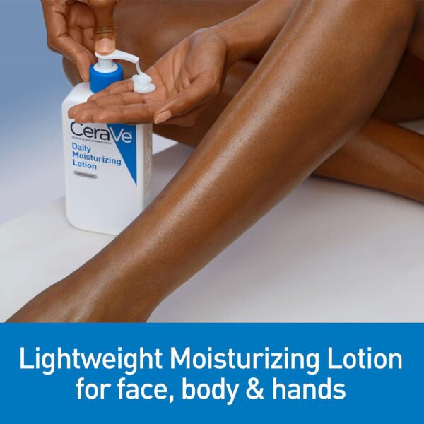 CeraVe Daily Moisturizing Lotion for Dry Skin | Body Lotion and Face Moisturizer with Hyaluronic Acid and Ceramides | Daily Moisturizer | Fragrance Free | Oil-Free | 19 Ounce - Image 2