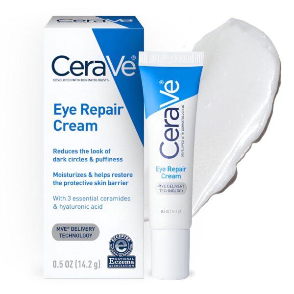 CeraVe Eye Repair Cream | Under Eye Cream For Puffiness And Bags Under Eyes | Hyaluronic Acid + Niacinamide + Marine Botanical Complex | Hydrating Eye Cream | Oil Free and Opthalmologist Tested