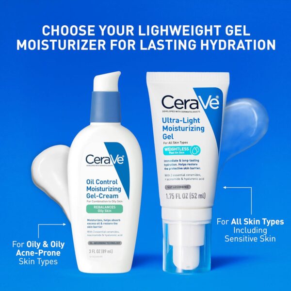 CeraVe Oil Control Moisturizing Gel-Cream | Face Moisturizer for Oily Skin | Niacinamide, Hyaluronic Acid and Oil Absorbing Technology To Rebalance Oily Skin | Non-Comedogenic, Fragrance Free and Oil Free - Image 3
