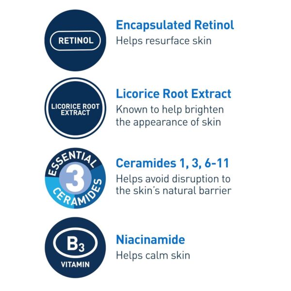 CeraVe Resurfacing Retinol Serum For Post Acne Marks, Formulated With Licorice Root Extract and Niacinamide, Brightening Serum and Pore Minimizer For Face, Post Acne Skin Barrier Repair, Non-Comedogenic - Image 4