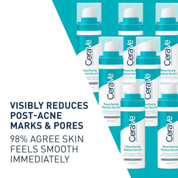 CeraVe Resurfacing Retinol Serum For Post Acne Marks, Formulated With Licorice Root Extract and Niacinamide, Brightening Serum and Pore Minimizer For Face, Post Acne Skin Barrier Repair, Non-Comedogenic - Image 2