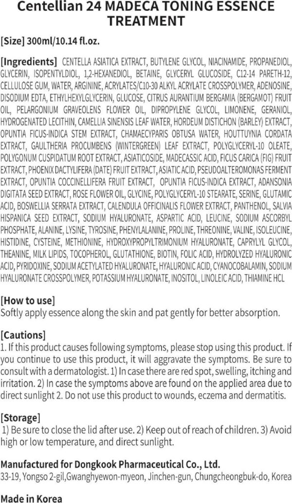 Christmas Gifts Centellian 24 Toning Essence Treatment for Even Skin Tone and Wrinkle Improvement with TECA, Centella Asiatica, Niacinamide (10.14 fl oz) by Dongkook Pharmaceutical - Image 8