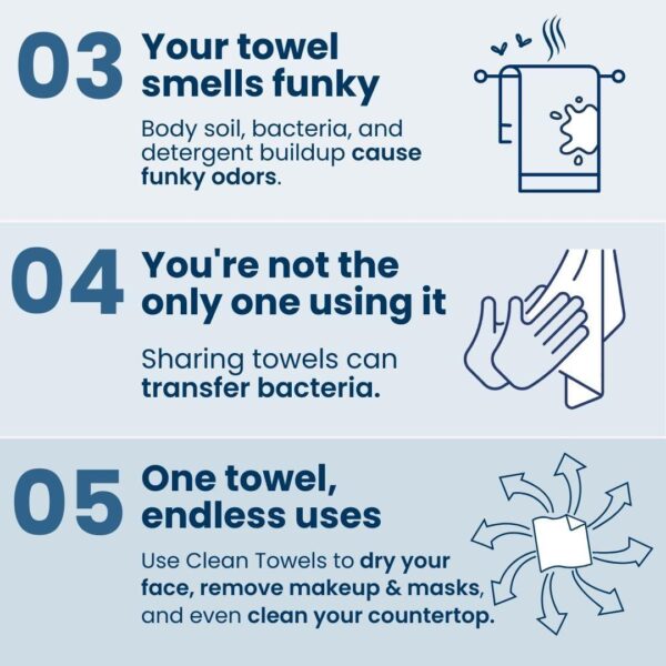 Clean Skin Club Clean Towels XL , 100% USDA Biobased Face Towel, Disposable Face Towelette, Makeup Remover Dry Wipes, Ultra Soft, 50 Ct, 1 Pack - Image 5