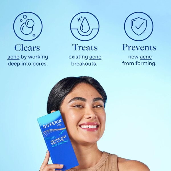 Differin Acne Treatment Gel, 30 Day Supply, Retinoid Treatment for Face with 0.1% Adapalene, Gentle Skin Care for Acne Prone Sensitive Skin, 15g Tube (Packaging May Vary) - Image 9