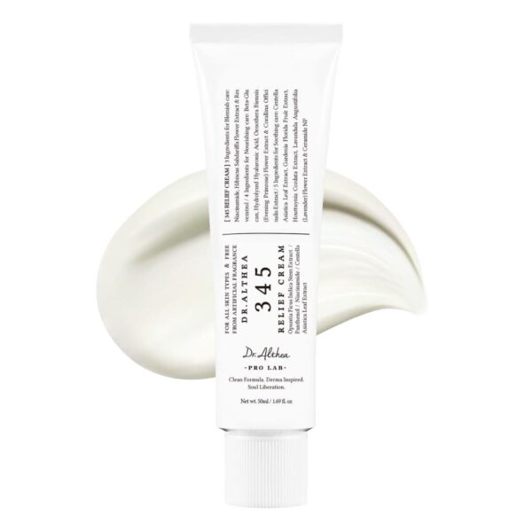 Dr.Althea 345 Relief Cream | Daily Face Moisturizer | Blemish Relief Care | Soothing Recovery and Moisture with Niacinamide, Panthenol | Korean Vegan Skincare for All Skin Types | 1.7 Fl Oz (Pack of 1)