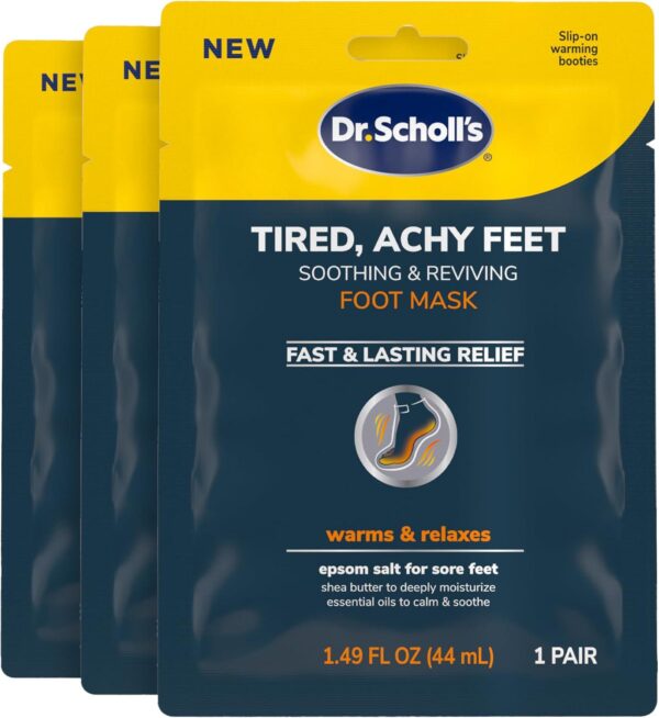 Dr. Scholl's Tired, Achy Feet Soothing and Reviving Foot Mask, 3 Pair, Warming Booties