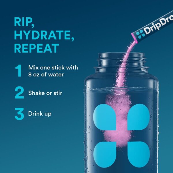 DripDrop Hydration - Bold Variety Pack - Watermelon, Berry, Lemon, Orange | Electrolyte Powder Drink Mix | Hydration Packets | Non-GMO, Gluten Free, Vegan | 1 Pack (32 Servings) - Image 7