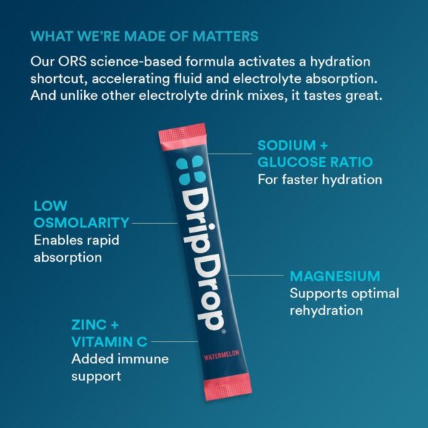 DripDrop Hydration - Bold Variety Pack - Watermelon, Berry, Lemon, Orange | Electrolyte Powder Drink Mix | Hydration Packets | Non-GMO, Gluten Free, Vegan | 1 Pack (32 Servings) - Image 4