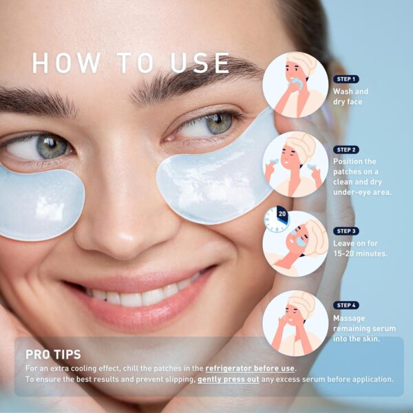 Enaskin Naturals Under Eye Patches for Dark Circles: 30 Pairs Retinol Collagen Eye Gels Mask - Reduce Wrinkles Puffy and Bags - Skin Treatment Pads - Anti Aging Moisturizer For Women (Blue) - Image 6