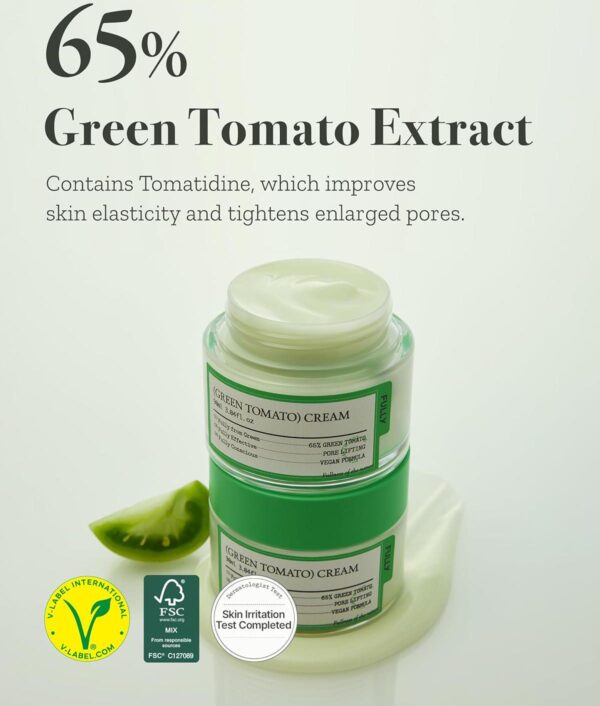FULLY Green Tomato Facial Cream, Pore Lifting with 65% Green Tomato Extract and Vitamin C, Facial Moisturizer for Hydration and Elastcity, Fragrance Free, Vegan and Dermatologically Tested, 3.04 fl,oz - Image 8