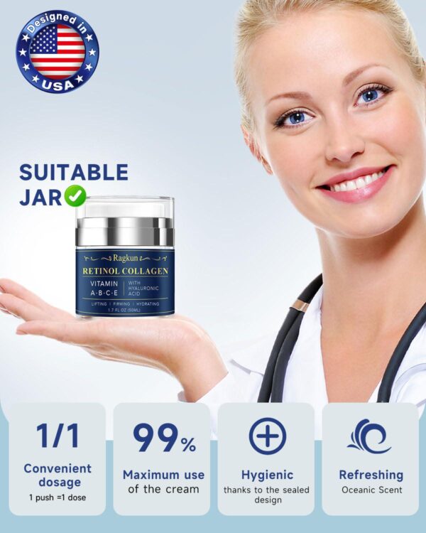 Face Moisturizer Retinol Cream - Neck Collagen Creams for Tightening and Firming - Anti Aging Day and Night Facial Moisturizer for Women and Men, Tighten and Lift Wrinkle Cream - 1.7 Fl Oz - Image 4