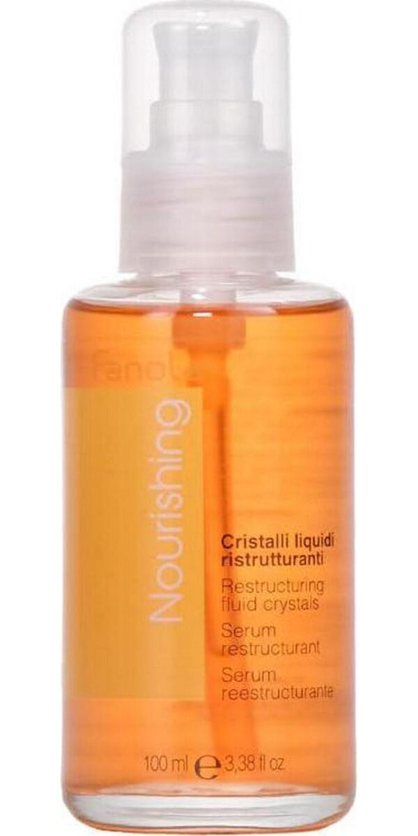 Fanola Nourishing Restructuring Fluid Crystals Hair Serum Detangles, Adds Shine, And Prevents Split Ends For Curly, Frizzy And Permed Hair 3.38oz