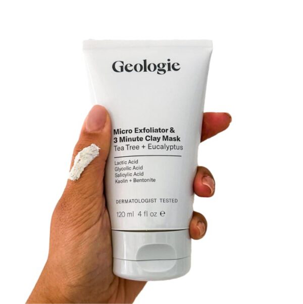 Geologie Micro Exfoliator and Clay Mask | 3-in-1 Deep Cleansing Face Wash, Pore Refining Mask and Skin Exfoliant | Tea Tree and Eucalyptus Scent For Men and Women | 4 fl oz - Image 3