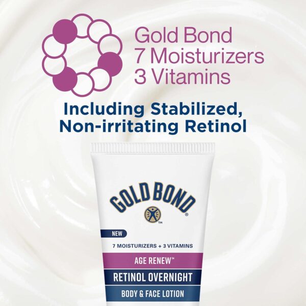 Gold Bond Age Renew Retinol Overnight Body and Face Lotion, With Retinol and Peptide Complex, for Dry Skin, 7 oz. - Image 3