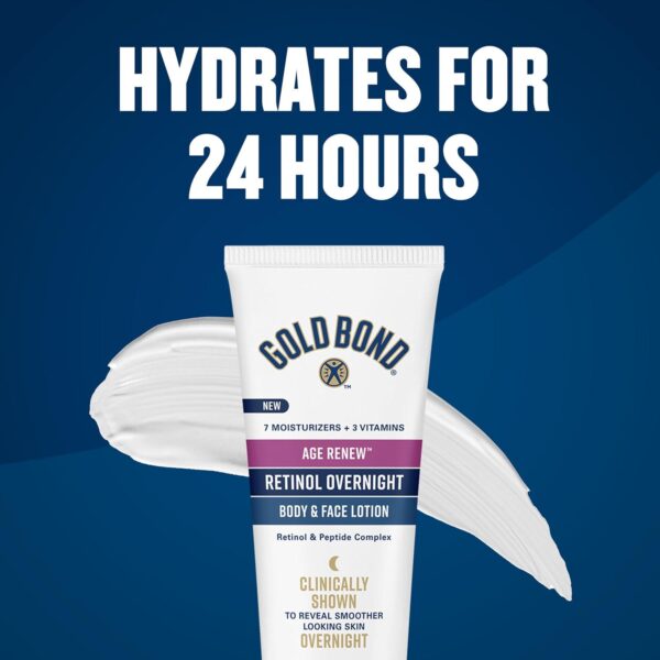 Gold Bond Age Renew Retinol Overnight Body and Face Lotion, With Retinol and Peptide Complex, for Dry Skin, 7 oz. - Image 8