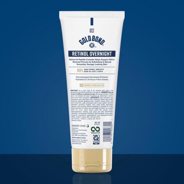 Gold Bond Age Renew Retinol Overnight Body and Face Lotion, With Retinol and Peptide Complex, for Dry Skin, 7 oz. - Image 2