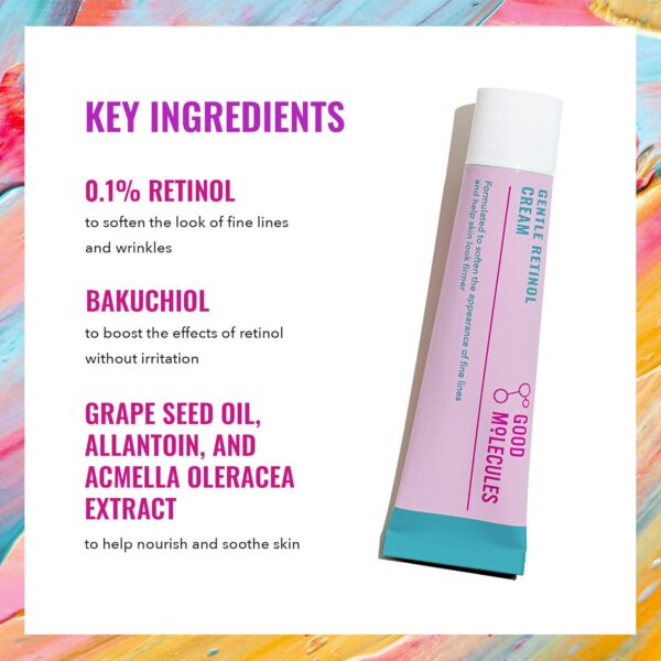 Good Molecules Gentle Retinol Cream - Night Cream with Retinol and Bakuchiol - Targets Fine Lines, Congestion, Enlarged Pores - Anti-Aging Skincare for Face - Image 3