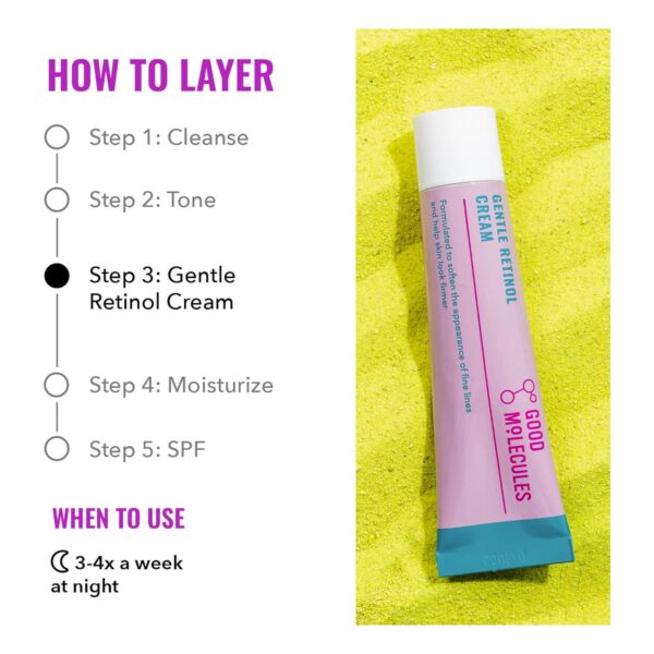 Good Molecules Gentle Retinol Cream - Night Cream with Retinol and Bakuchiol - Targets Fine Lines, Congestion, Enlarged Pores - Anti-Aging Skincare for Face - Image 4