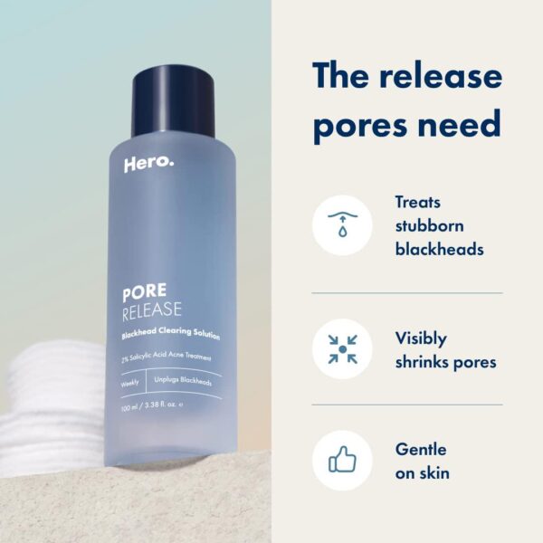 Hero Cosmetics Pore Release Blackhead Clearing Solution - Exfoliating Toner Featuring BHA, PHA, AHA and 2% Salicylic Acid (100 ml) - Image 3