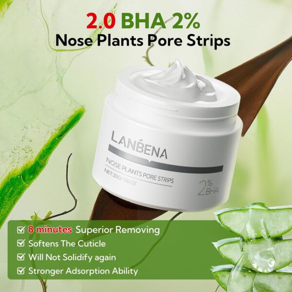 LANBENA 2.0 Nose Pore Strips, Blackhead Remover Mask with Salicylic Acid, Amazonian White Clay, Pore Cleanser Purifying Peel off Face Mask with 60 PCS Strips, Aloe Facial Mask(1.05 Ounce) - Image 3