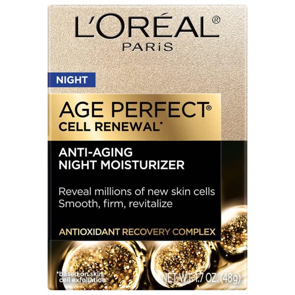 L'Oreal Paris Age Perfect Cell Renewal Anti-Aging, Anti-Wrinkle Night Moisturizer with Antioxidants 1.7 oz - Image 2