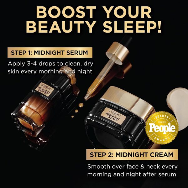 L'Oreal Paris Age Perfect Anti-Aging Midnight Face Serum, Reduce Wrinkles 1oz + Eye Cream Sample - Image 3