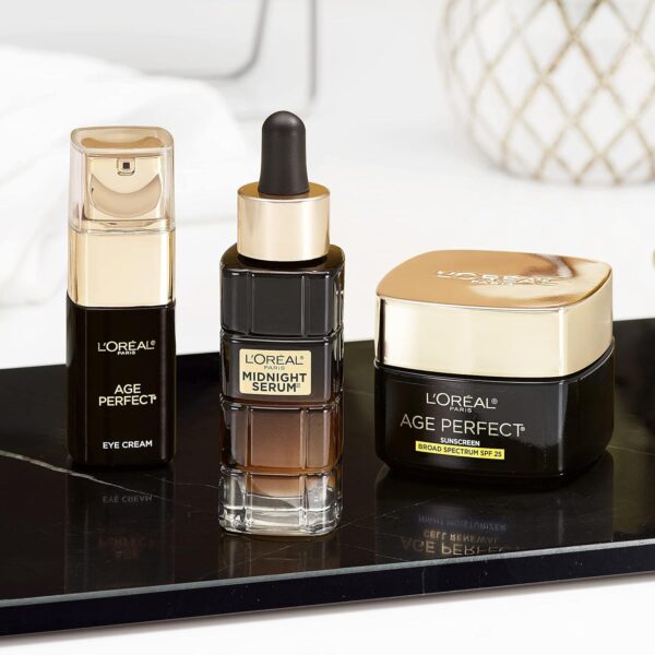L'Oreal Paris Age Perfect Anti-Aging Midnight Face Serum, Reduce Wrinkles 1oz + Eye Cream Sample - Image 12