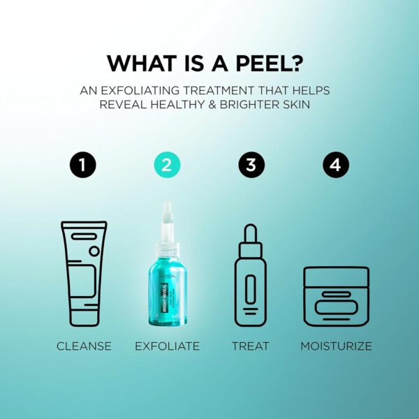 L'Oreal Paris Bright Reveal Dark Spot Exfoliant Peel, 25% AHA BHA PHA Face Exfoliator Solution, Gentle Skincare to Visibly Reduce Dark Spots and Renew Skin Texture, Includes SPF Lotion Sample - Image 7