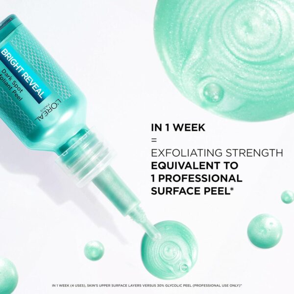 L'Oreal Paris Bright Reveal Dark Spot Exfoliant Peel, 25% AHA BHA PHA Face Exfoliator Solution, Gentle Skincare to Visibly Reduce Dark Spots and Renew Skin Texture, Includes SPF Lotion Sample - Image 6