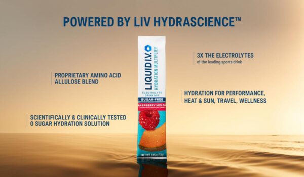Liquid I.V. Hydration Multiplier Sugar-Free - Raspberry Melon, Lemon Lime, White Peach, Green Grape | Electrolyte Powder Drink Mix | 1 Pack (16 Servings) - Image 4