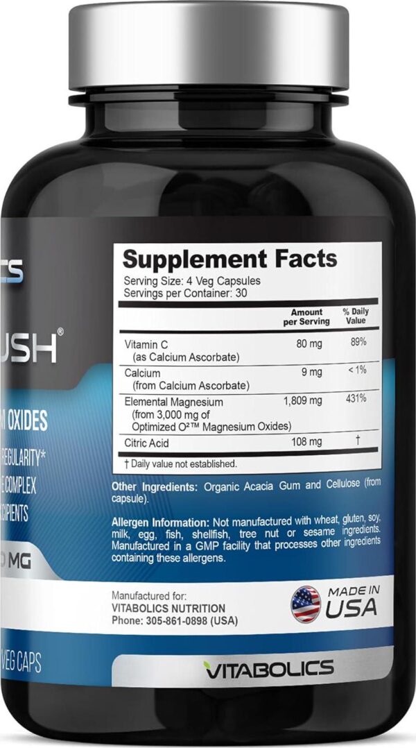 Mag Flush Magnesium Oxide Capsules 750mg 120 Vcaps - Oxygenated Magnesium Oxide Supplement for Constipation Relief, Colon Cleanse, Laxative and Digestion Support for Women and Men - Image 8