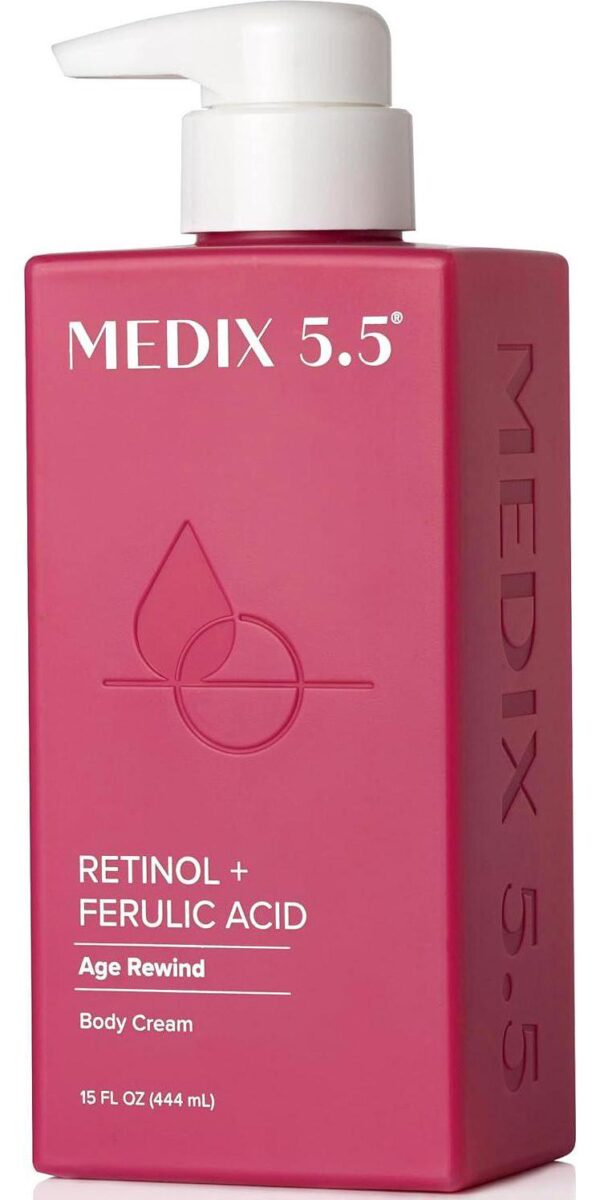 Medix 5.5 Retinol Body Lotion Firming Moisturizer | Crepey Skin Care Treatment | Retinol Body Cream | Anti Aging Retinol Cream For Women Targets Look Of Crepe Skin, Wrinkles, and Sagging Skin, 15 Fl Oz