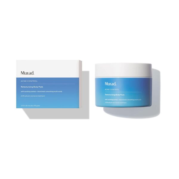 Murad Acne Retexturizing Face and Body Pads - Smooth + Soothe - with Azelaic + Bacteria-Targeting Multi-Acids to Soothe Irritation, Redness, and Providing Oil-Free Hydration, 45Pc