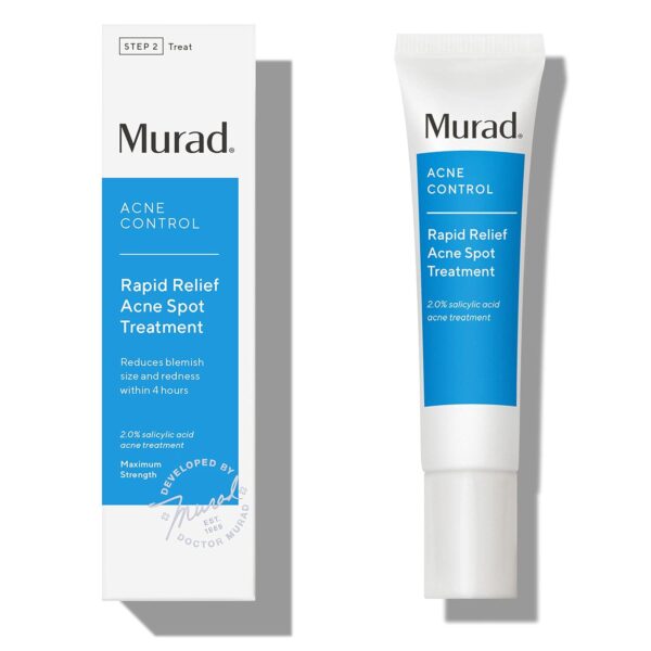 Murad Rapid Relief Acne Spot Treatment Acne Control Max Strength 2% Salicylic Acid Clear Gel Blemish Remover - Fast Active Acne Relief Backed by Science, 0.5 Oz