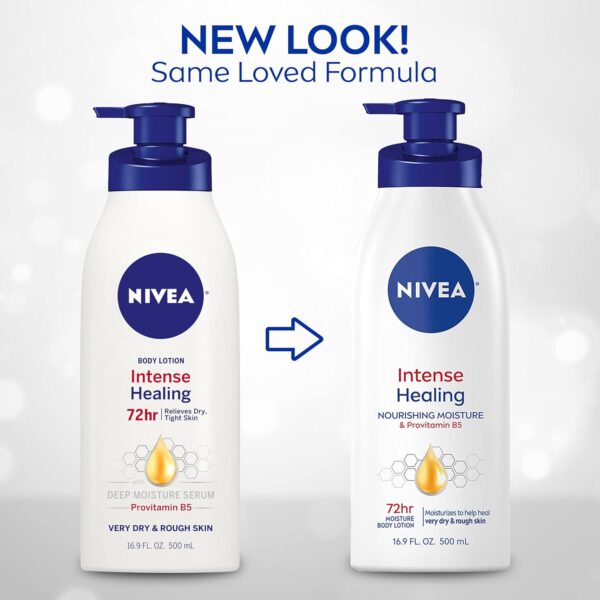 NIVEA Intense Healing Body Lotion for Dry Skin, 72-Hour Moisturizing Lotion with Deep Nourishing Serum and Provitamin B5, 16.9 Fl Oz Pump Bottle - Image 2