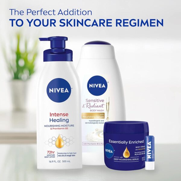 NIVEA Intense Healing Body Lotion for Dry Skin, 72-Hour Moisturizing Lotion with Deep Nourishing Serum and Provitamin B5, 16.9 Fl Oz Pump Bottle - Image 8