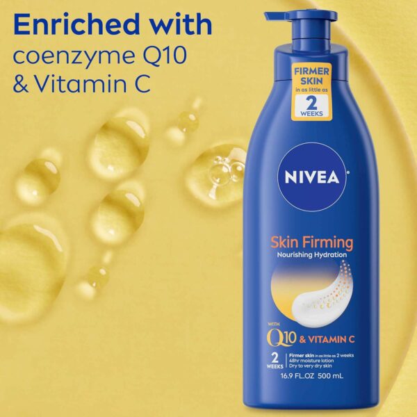 NIVEA Nourishing Skin Firming Body Lotion with Q10 and Vitamin C, Dry Skin Lotion, Body Moisturizer, 16.9 Fl Oz Pump Bottle - Image 7
