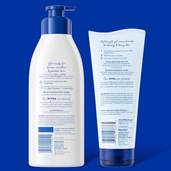 NIVEA Skin Firming Body Lotion Variety Pack with 16.9 Fl Oz Hydrating Body Lotion and 6.7 Oz Skin Firming Gel Cream - Image 10