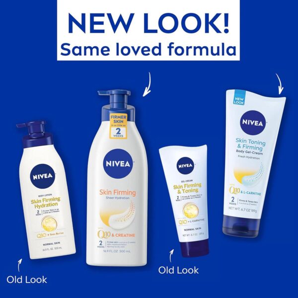 NIVEA Skin Firming Body Lotion Variety Pack with 16.9 Fl Oz Hydrating Body Lotion and 6.7 Oz Skin Firming Gel Cream - Image 3