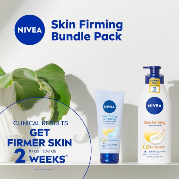 NIVEA Skin Firming Body Lotion Variety Pack with 16.9 Fl Oz Hydrating Body Lotion and 6.7 Oz Skin Firming Gel Cream - Image 2