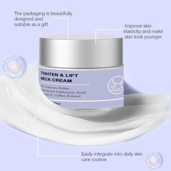 Neck Creams for Tightening and Firming, Neck Firming Cream, Aging Treatment for Wrinkles Sagging Skin for an Even Skin Tone and Neck Lift with Pro-Active Firming Complex - Image 7