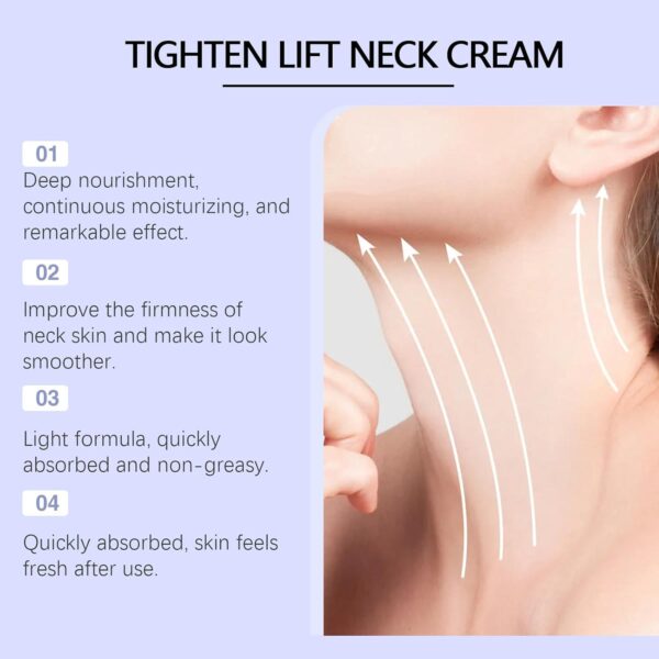 Neck Creams for Tightening and Firming, Neck Firming Cream, Aging Treatment for Wrinkles Sagging Skin for an Even Skin Tone and Neck Lift with Pro-Active Firming Complex - Image 3